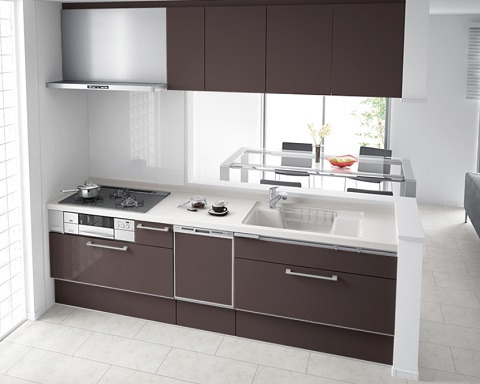 システムキッチン ブラウン